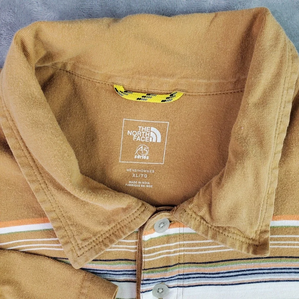 The North Face Polo Shirt Mens XL‎ Green A5 Series Casual Striped Short Sleeve
